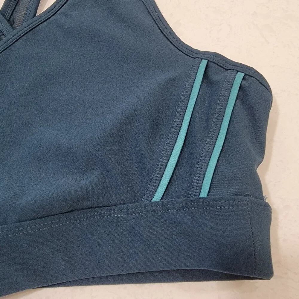 Avia Sports Bra Women‎ Moisture Wicking Mesh Breathable Racerback Teal L 12-14